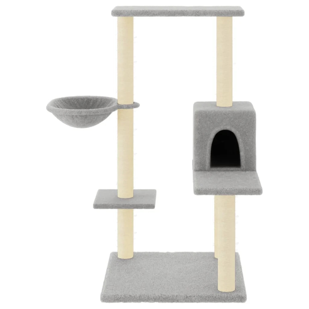 Tiragraffi per gatti torre per arrampicata giocattolo piattaforma per arrampicata con tiragraffi in sisal leggero 95 cm grigio 02_0022630