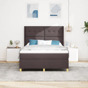 Letto a Rete con Materasso - Marrone Scuro - 140x200 cm Tessuto