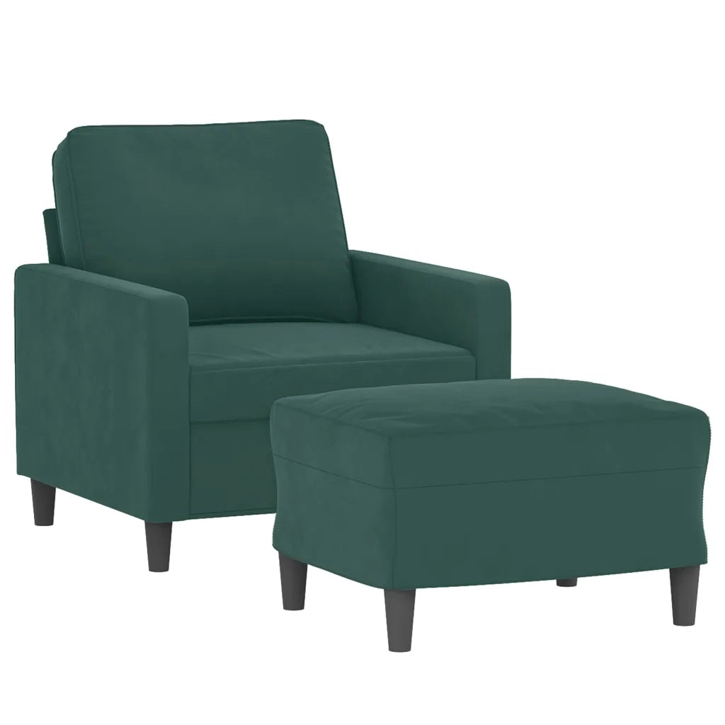 Poltroncina con Poggiapiedi Verde Scuro 60 cm in Velluto CFW9068103