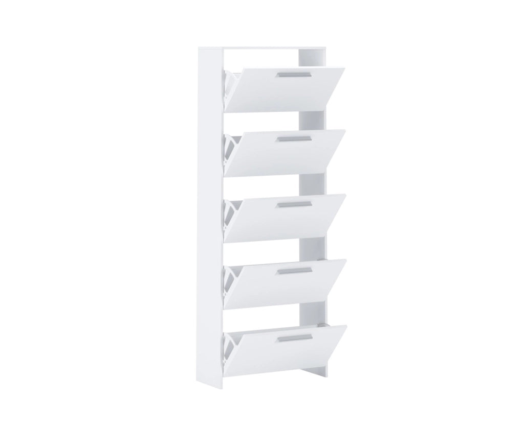 Mobile Portascarpe Ghisalba, Scarpiera 5 Ripiani, 69x28x187h cm Bianco