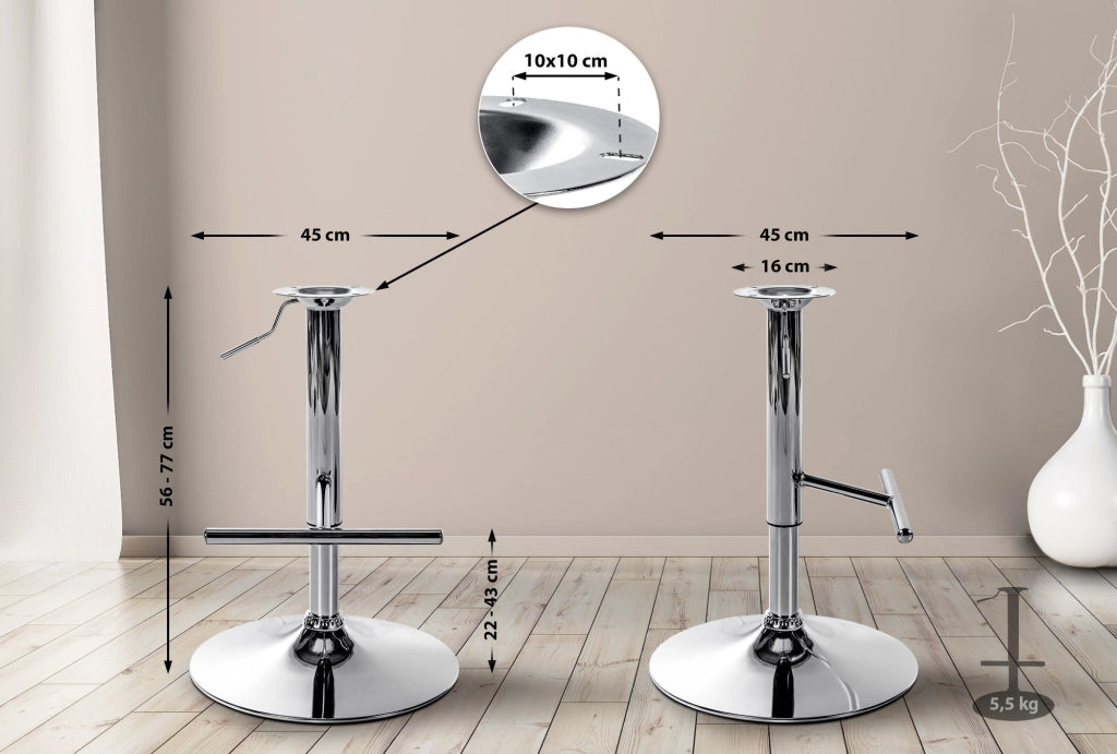 Telaio a T di ricambio per sgabello da bar cromato