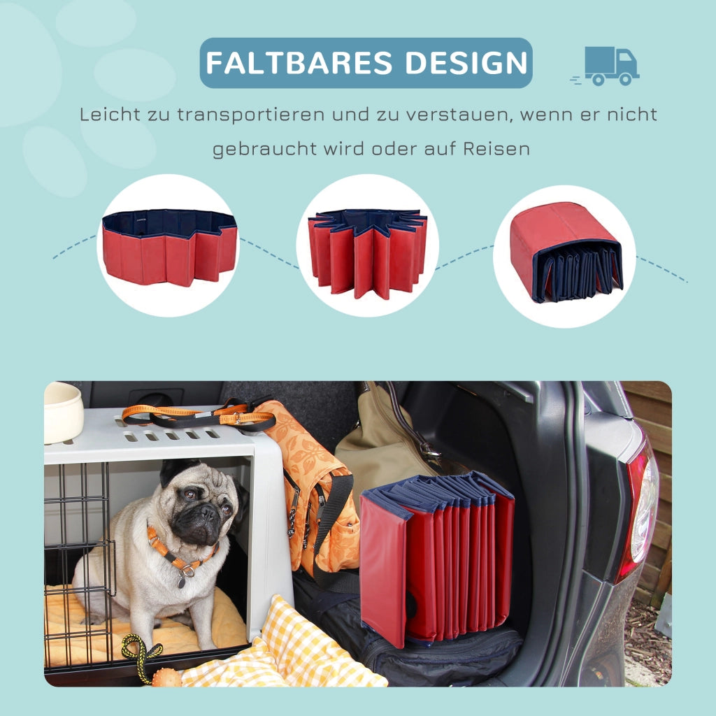 Vasca da bagno per cani e gatti pieghevole ¨C zephmum ¨C plastica e legno rosso ?160x30 cm