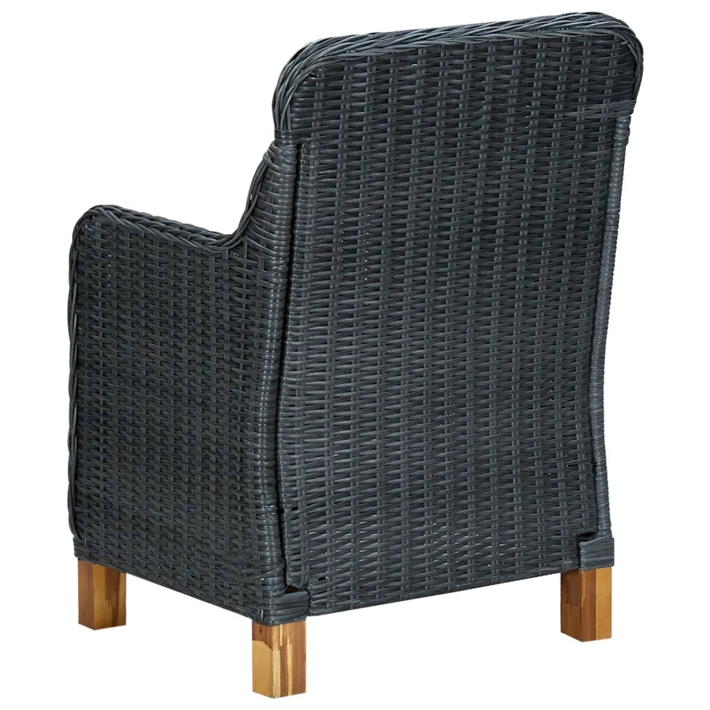 Set Pranzo da Giardino 7 pz con Cuscini Polyrattan Grigio Scuro 3060163