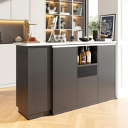 OKWISH Tavolo bar girevole con vani aperti e chiusi, piano effetto marmo, design moderno, per cucina soggiorno