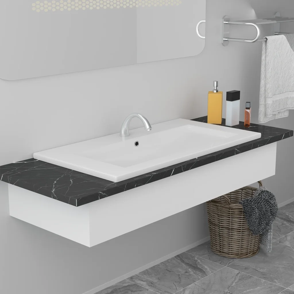 Lavabo da Incasso 81x39,5x18,5 cm in Ceramica Bianco 145062