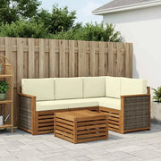 Set di divani da esterno 5 pcs Naturale e Crema 59 x 59 x 37 cm 3384316