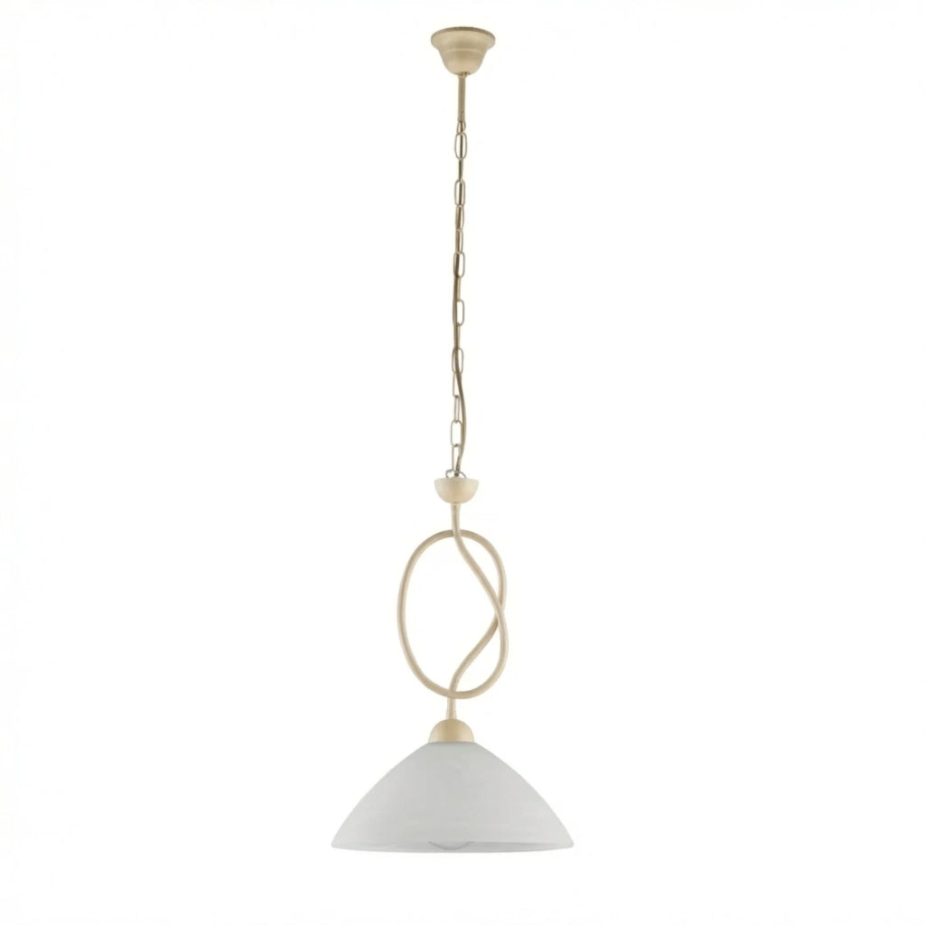 Lampadario Rustico Bistrot 1 Luce Avorio e Bianco LuceArt Classic