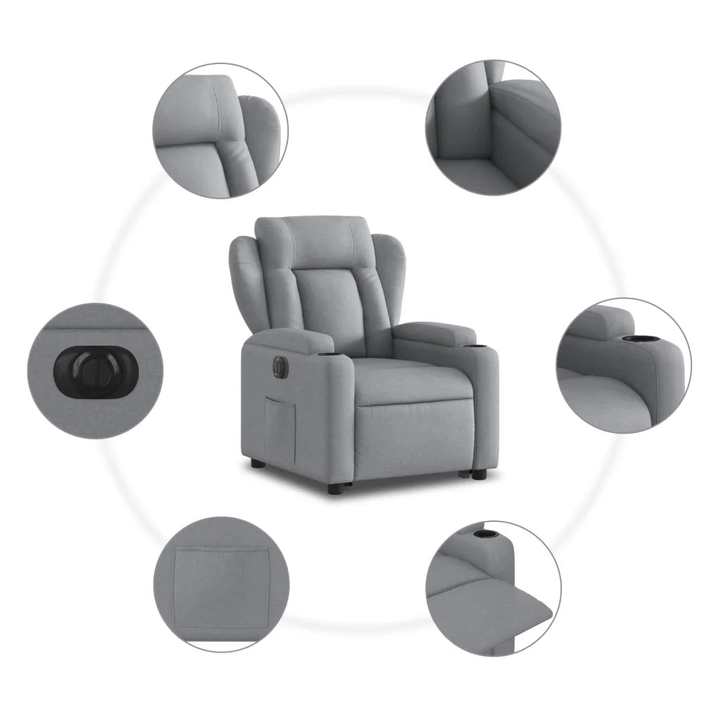 Poltrona Reclinante Alzapersona Elettrica Grigio Chiaro Tessuto 3204506
