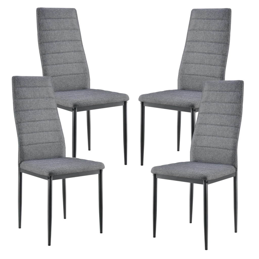 Tavolo da pranzo da cucina 120 cm con 4 sedie MDF acciaio bianco e grigio 03_0004248