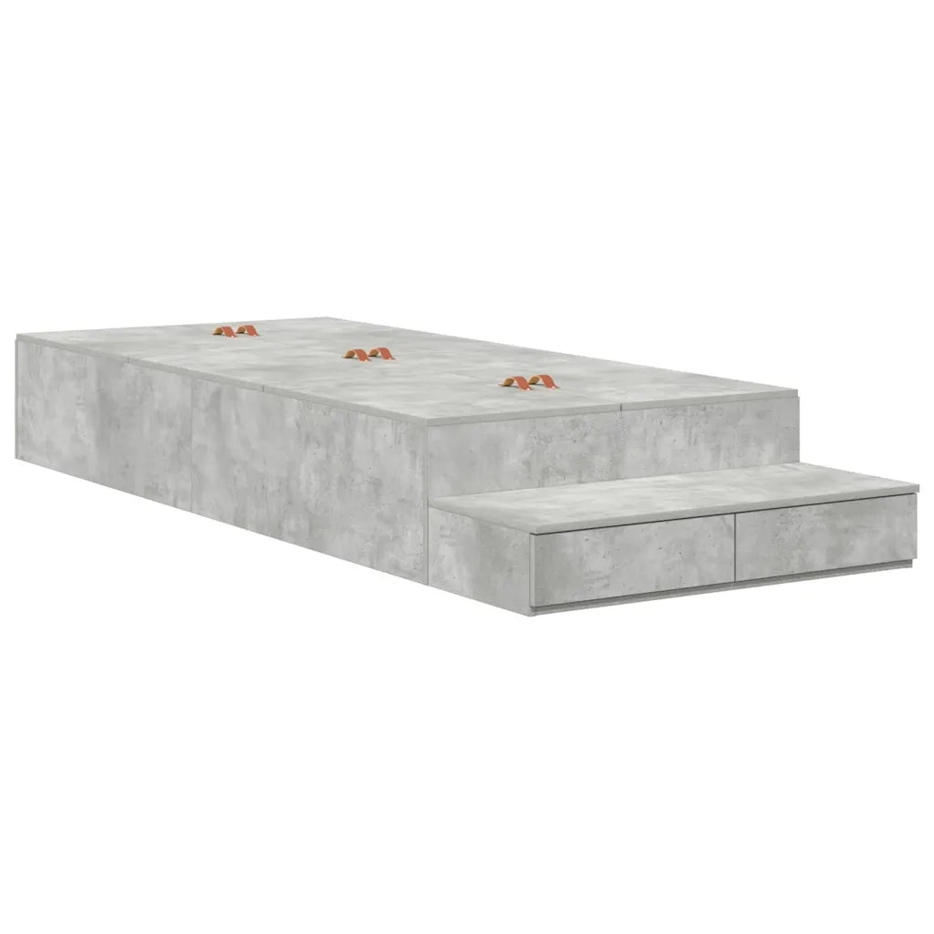 Struttura letto con contenitore Grigio cemento 90 cm 3335672