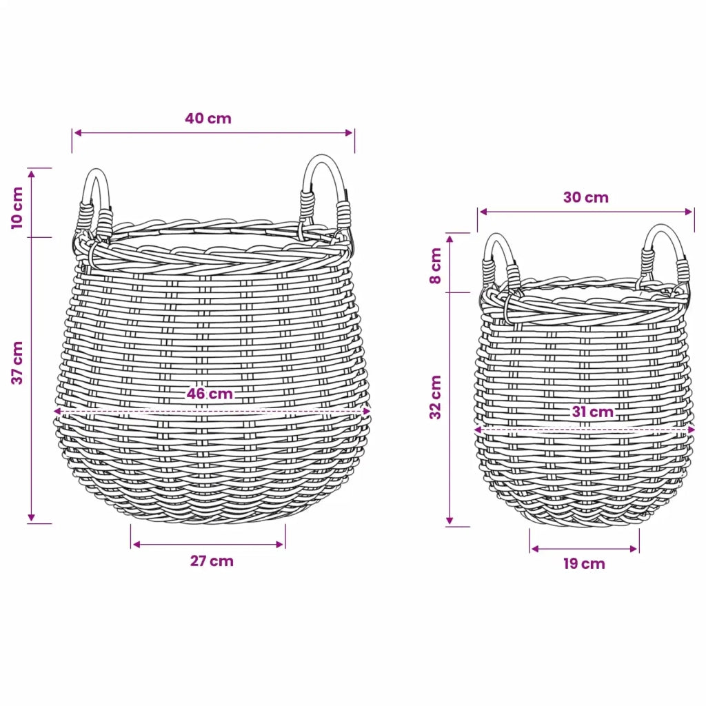 Cestino per piante con archiviazione 2 pcs Marrone Rattan Lacak 42020954
