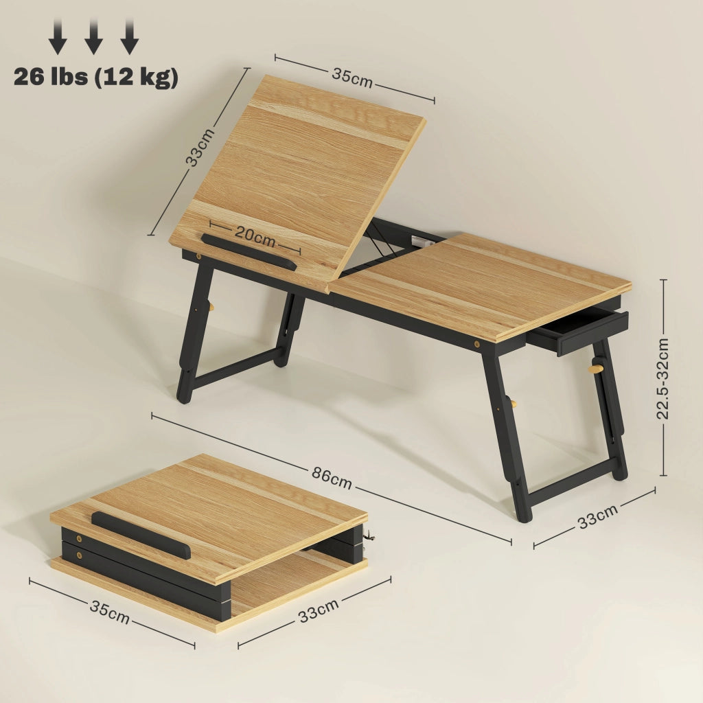 Supporto per Monitor Inclinabile e Regolabile 86x33x22,5-32 cm in Legno Rovere e Nero