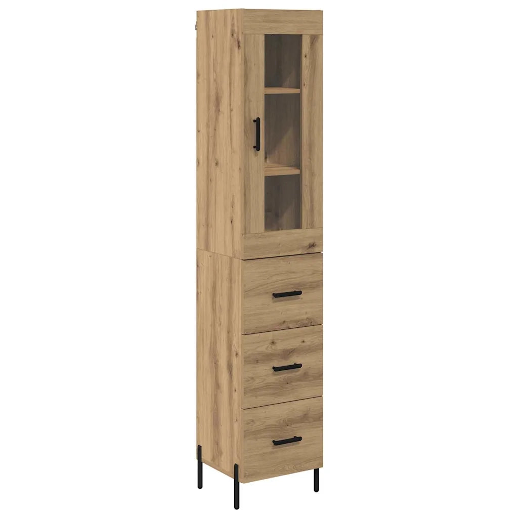 Credenza | Madia | Buffet da pranzo | Armadio da pranzo con cassetto Rovere artigianale 34,5 x 34 x 180 cm