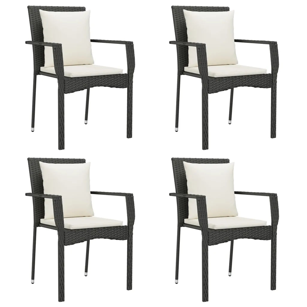 Set da Pranzo da Giardino 5 pz Nero con Cuscini in Polyrattan 3185109