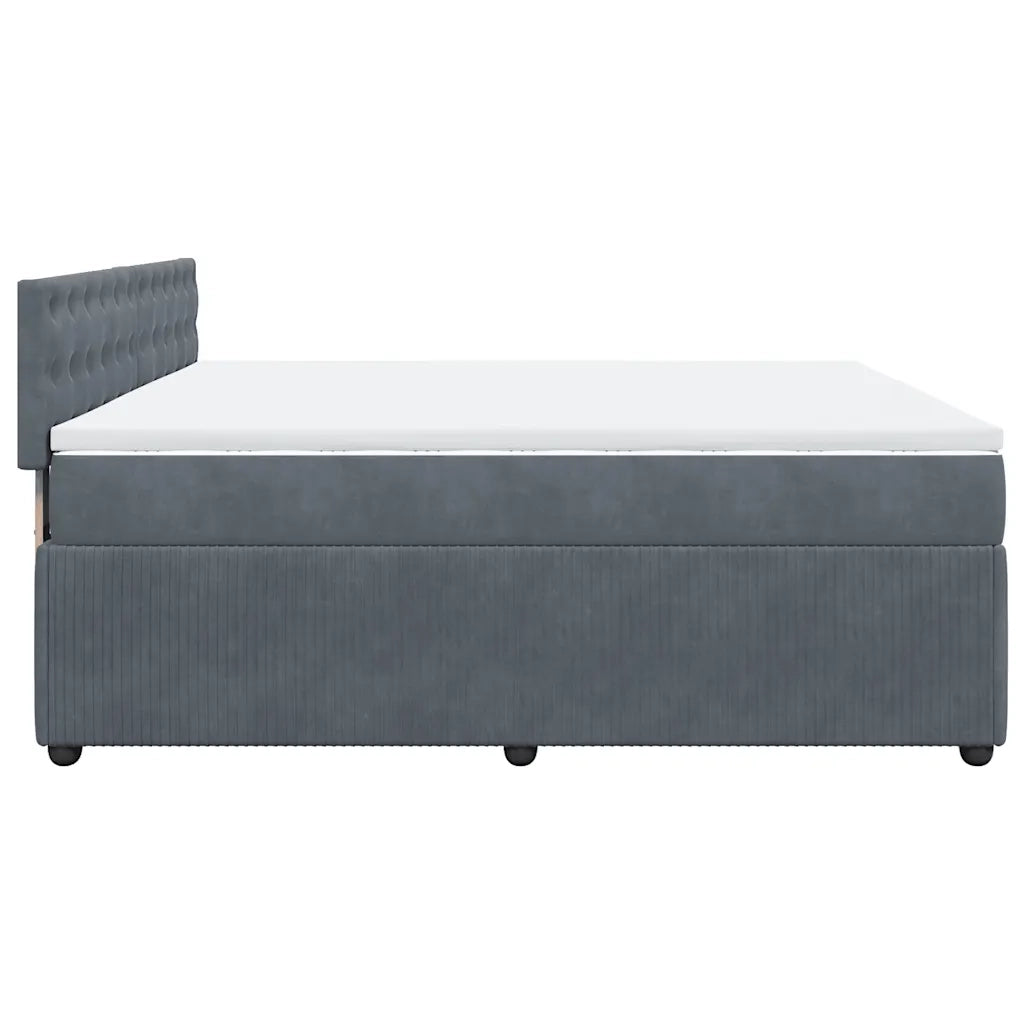 Giroletto a Molle con Materasso Grigio Scuro 180x200 cm Velluto