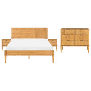 Set da camera da letto in legno di pino con letto matrimoniale 2 comodini e cassettiera a 6 cassetti 140 x 200 cm marrone chiaro stile scandinavo