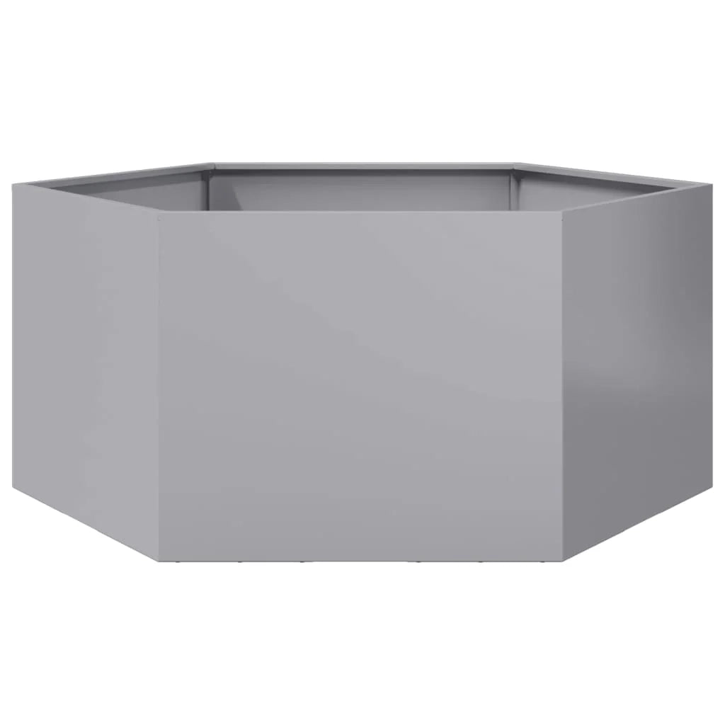 Fioriera/aiuola esagonale per piante fiori terrazza giardino 104 x 90 x 45 cm acciaio zincato argento 02_0038634