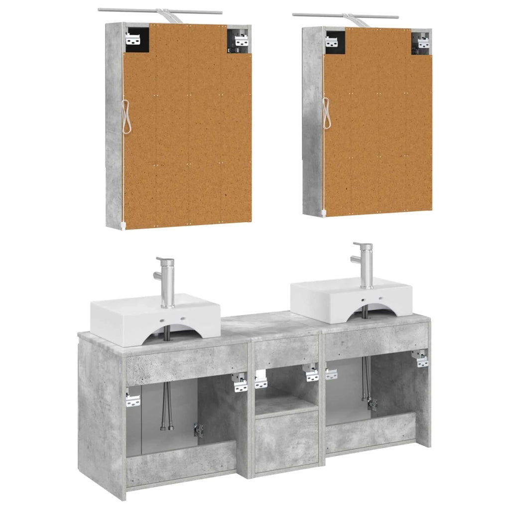 Set di Armadi da Bagno 5 pcs Grigio Cemento 3406402