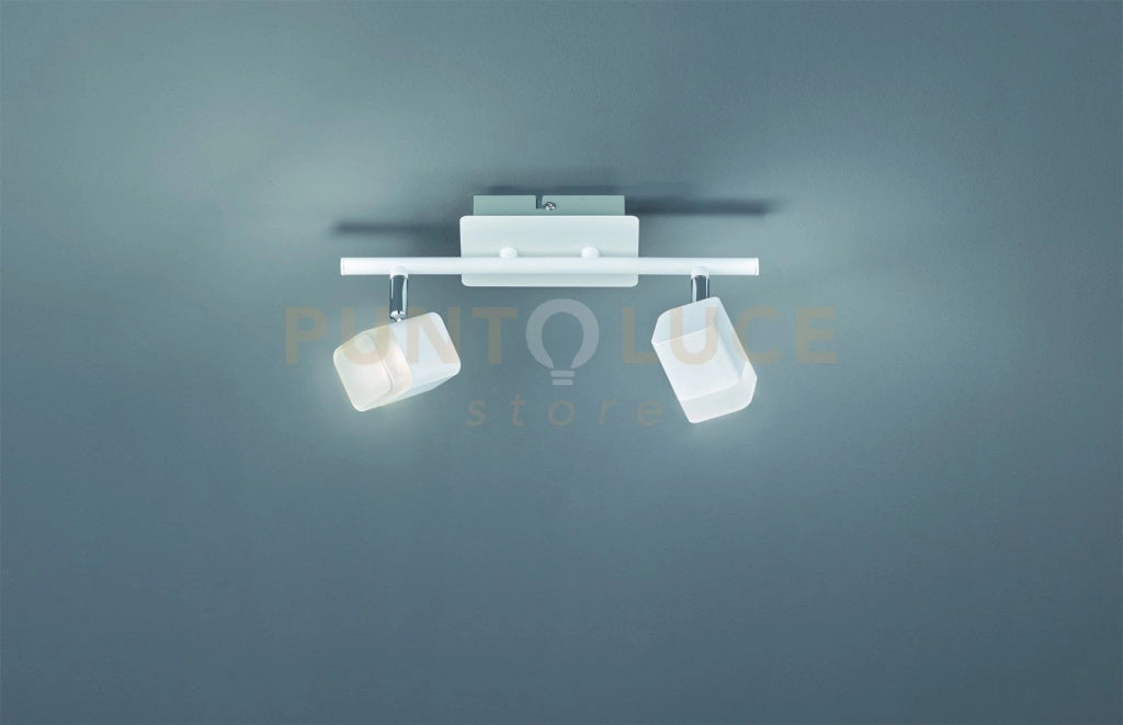 ROUBAIX BARRA 2 SPOTS LED 7W 800lm, 3000K QUADRATI METALLO BIANCO L.34CM