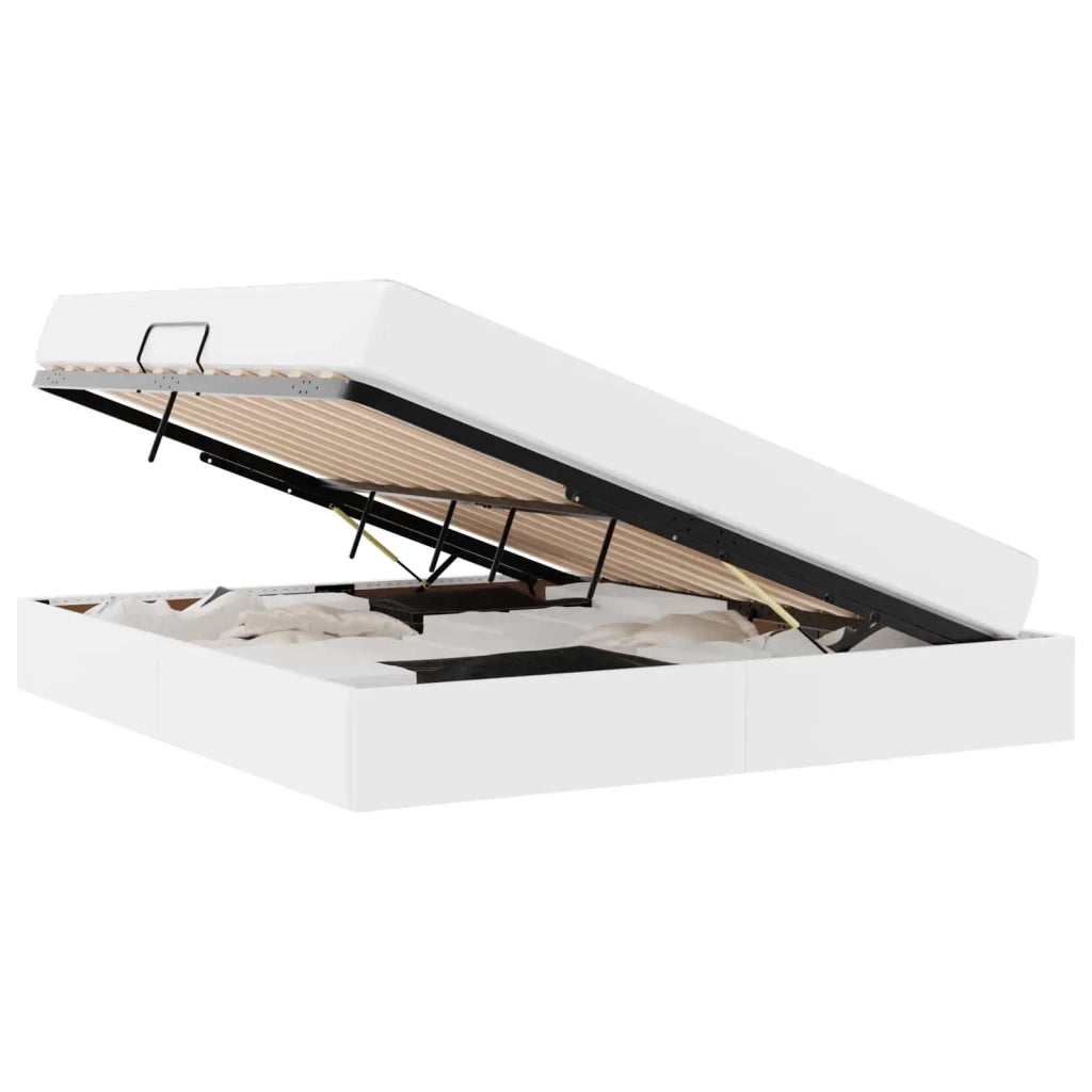 Letto con contenitore e materasso 2 pcs Bianco Pelle 3399621