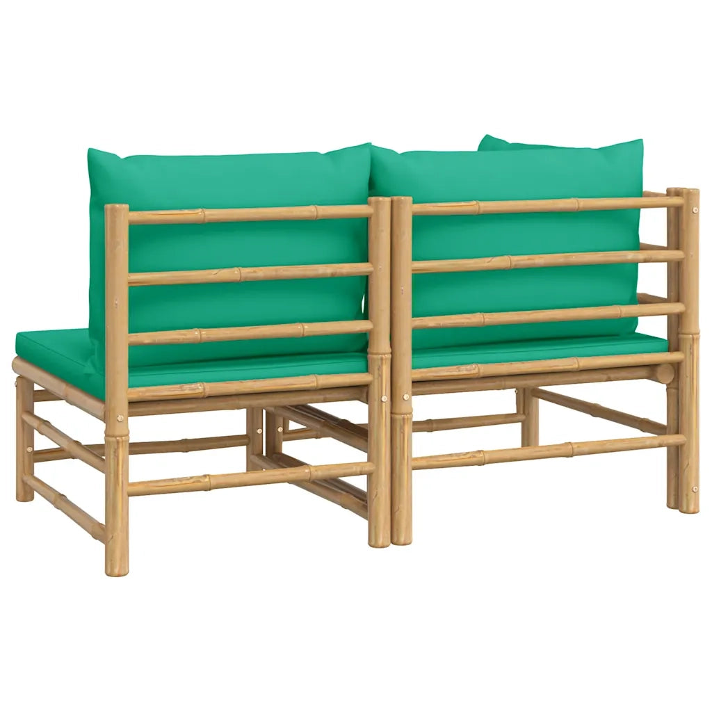 Salotto da Giardino-Set Salotto da Giardino 2pz con Cuscini Verdi Bamb¨´ 641620