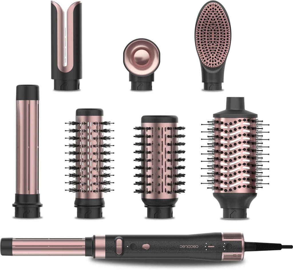 Styler - Capelli modellanti multifunzionali, 8 teste CeramicCare 8in1, AirGlam Gyro. 1500 W, Liscio, Modo e Fibbia, Motore Brushless, Funzione Rotante e Rivestimento Ceramica e Cheratina