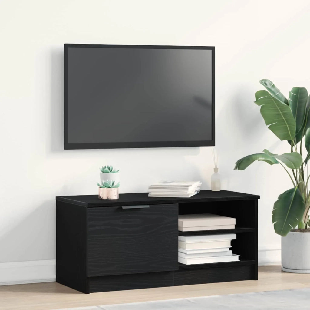 Mobile TV Rovere Nero 80 x 35 x 36,5 cm Legno multistrato 862745