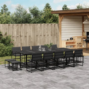vidaXL Set da Pranzo da Giardino 15 pz con Cuscini Nero in Textilene