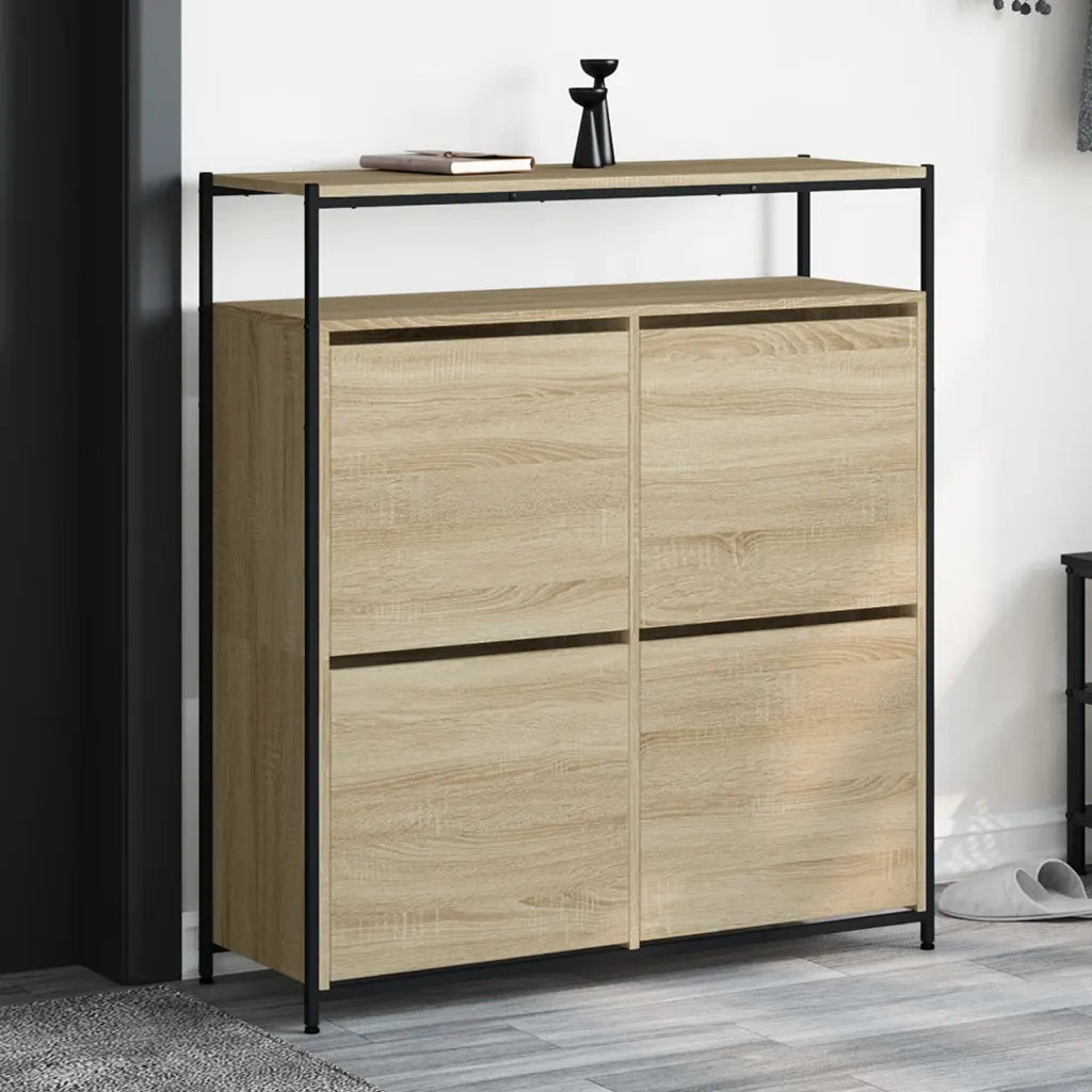 Scarpiera | Mobile per scarpe 4 Cassetti Ribaltabili Rovere Sonoma 100x34x112 cm
