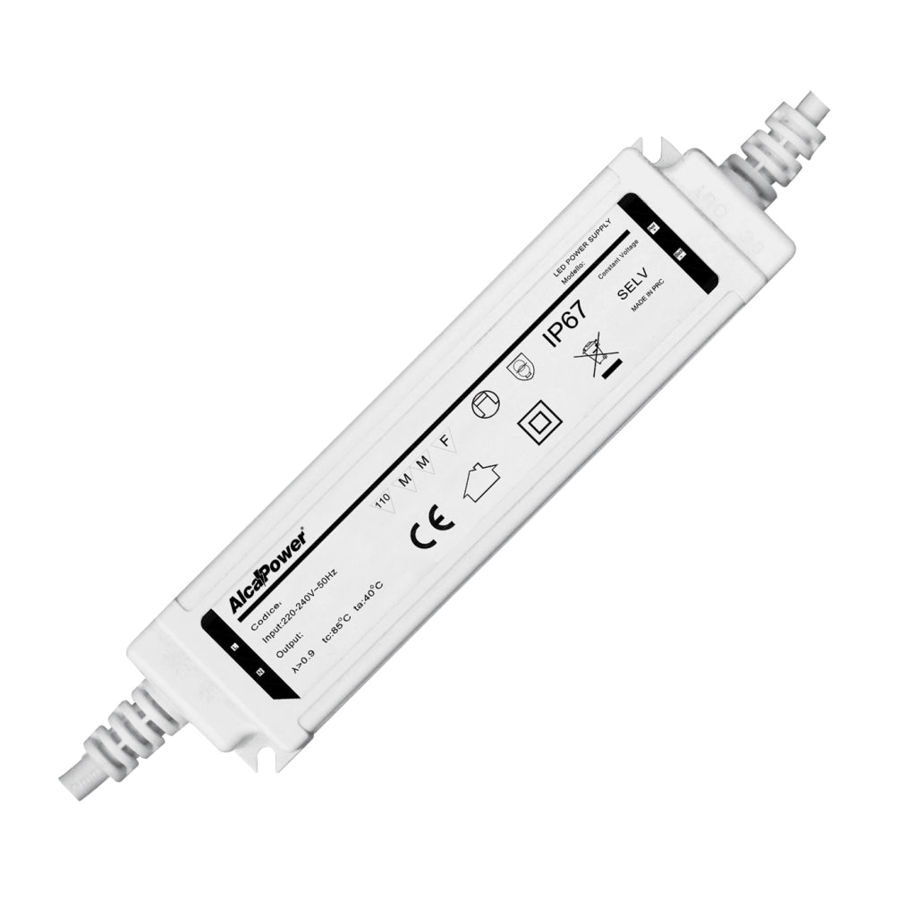 Alcapower Alimentatore Switching LED 24V 60W 2.5A IP67 Impermeabile per Illuminotecnica professionale, compatto e resistente agli agenti atmosferici