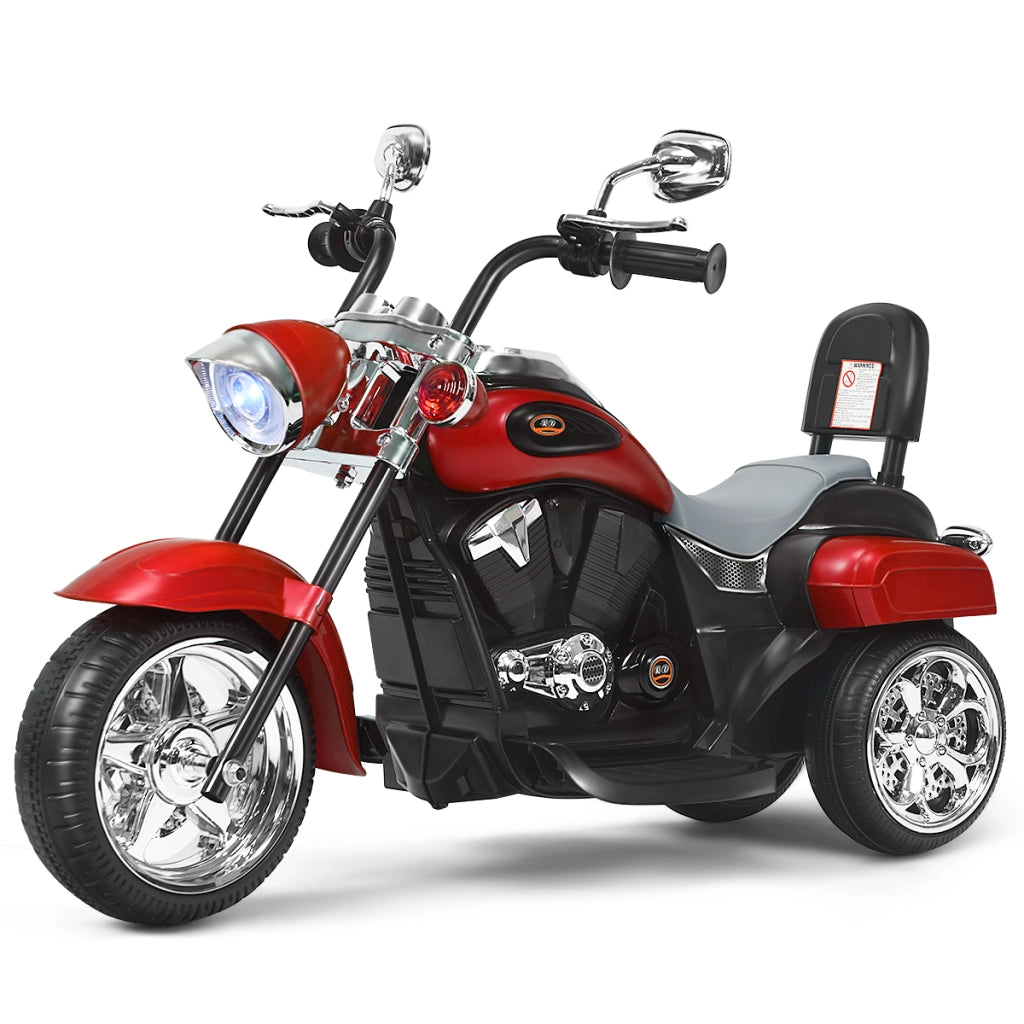 Moto in stile chopper per bambini e bambine, Moto cavalcabile alimentata a batteria Rosso