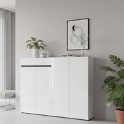 Mobile Portascarpe Speranza, Scarpiera 10 Ripiani Made in Italy, 160x34x115h cm Bianco Lucido