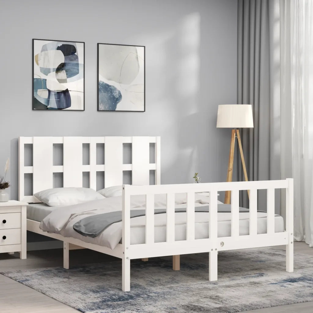 Giroletto senza Materasso-Struttura Letto Bianco 120x200 cm Legno Massello Pino 840345