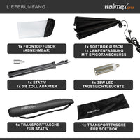 set Softbox ottagonale 55 cm con LED 35 W incl. stativo per luci FT-8051 fino a 260 cm, luce diurna 5000 K, per studio foto set fotografico