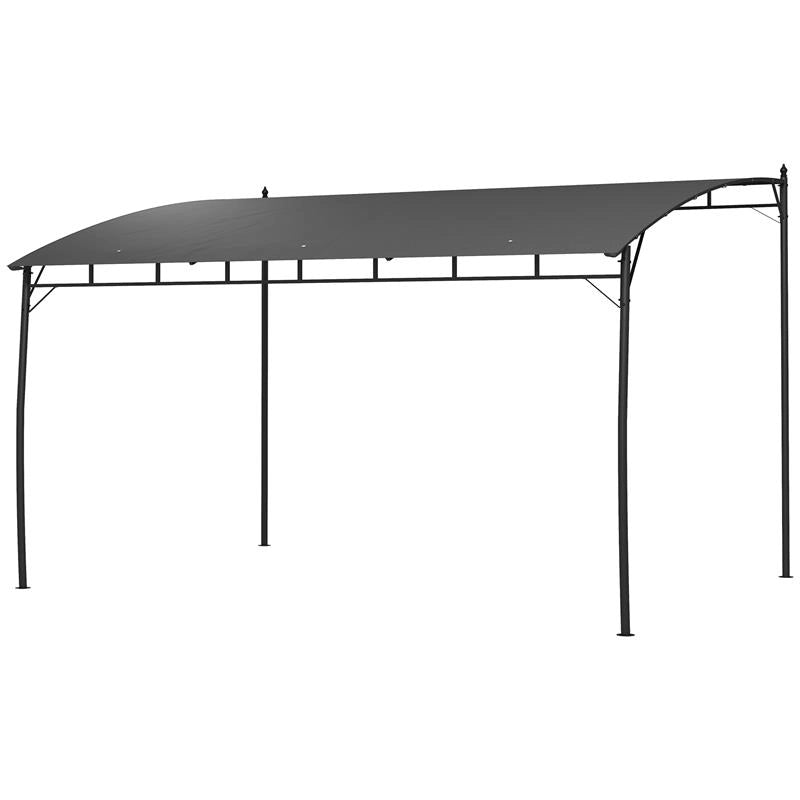 PERGOLA GAZEBO CON 3 FORI DI DRENAGGIO, IN METALLO E POLIESTERE, 400X296X200/262 CM, GRIGIO SCURO