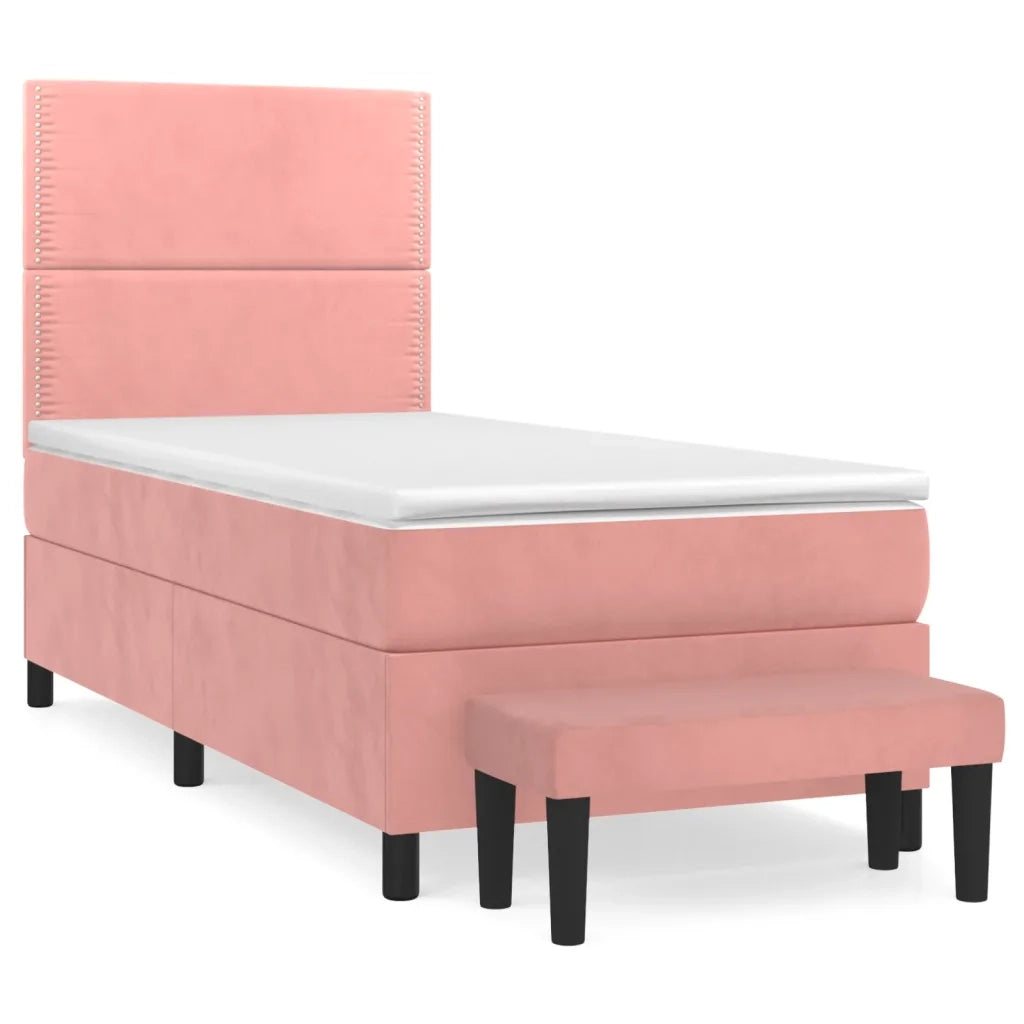 Giroletto a Molle con Materasso Rosa 90x190 cm in Velluto 3137760