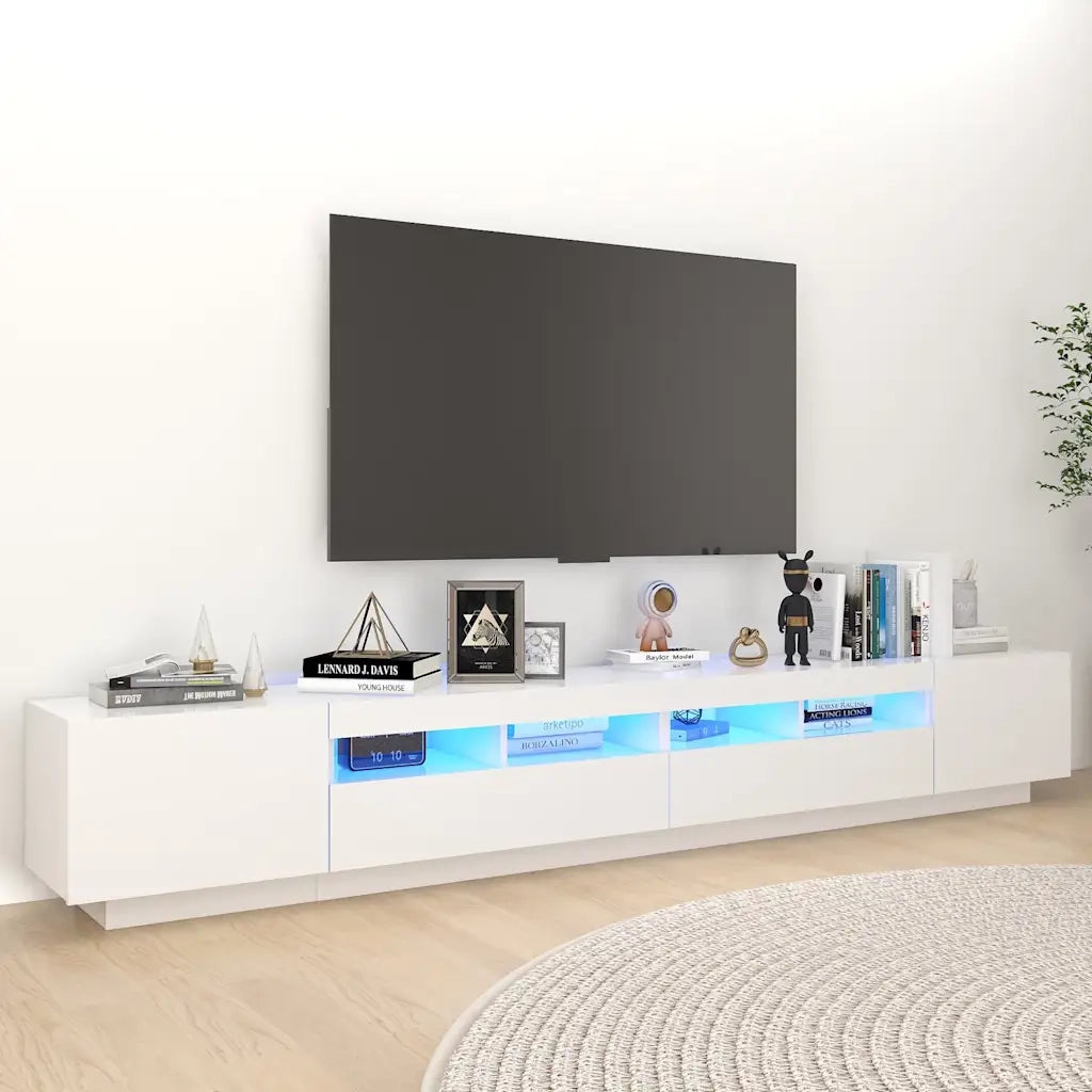 Mobile TV | Armadietto TV | Mobile Porta TV con Luci LED Bianco 260x35x40 cm