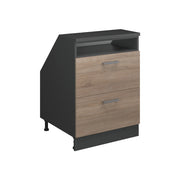 Mobile cucina sottotetto R-Line Sonoma/Antracite 60 cm con 2 cassetti, carcassa 60 cm profondità Vicco