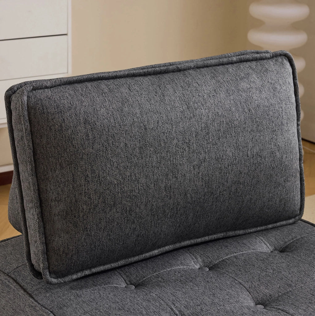 Divano Relax Modulare Compatto in Tessuto Lino Grigio Scuro