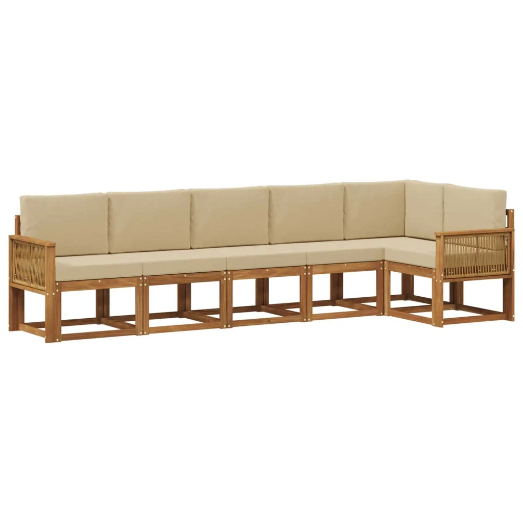Set di divani da esterno 6 pcs Naturale e Beige Poliestere 3385259