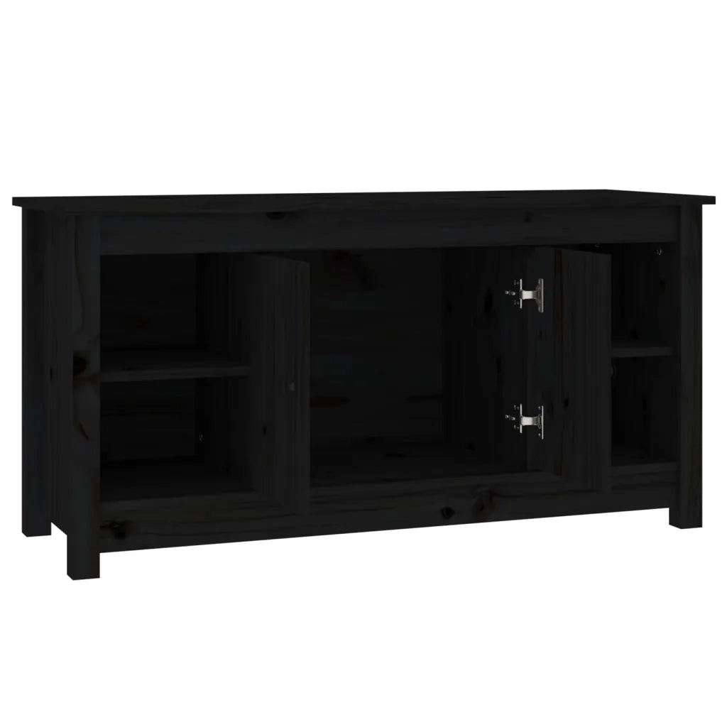 Mobile Porta TV Nero 103x36,5x52 cm in Legno Massello di Pino 814578