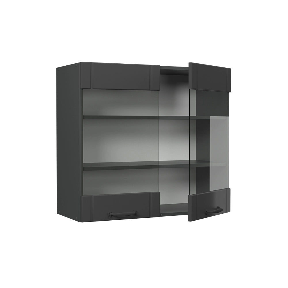 Vicco Mobile da cucina in vetro Grigio scuro 80 cm