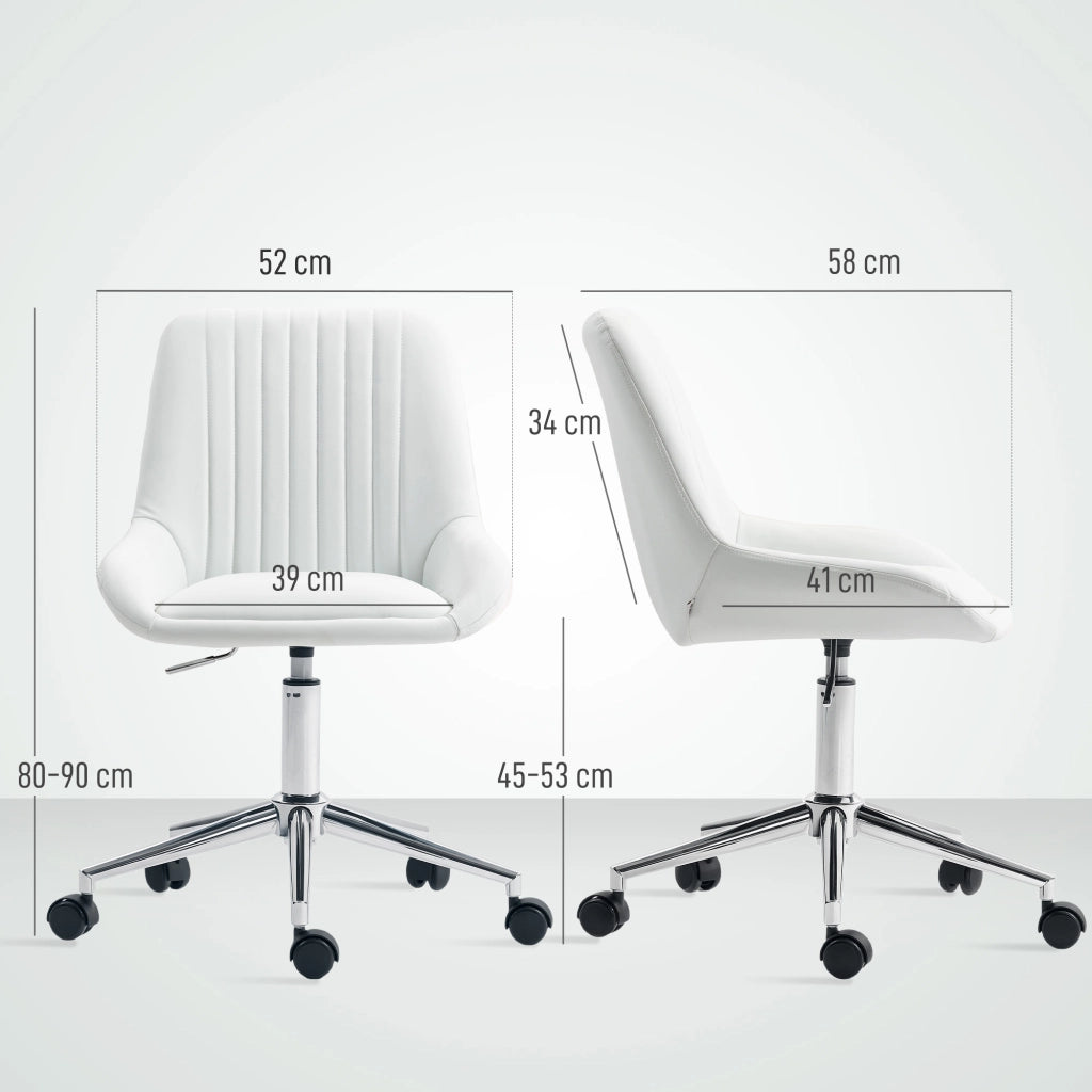 Sedia da ufficio senza braccioli ¨C Xylo ¨C Bianca, altezza regolabile, 52x58x80-90cm