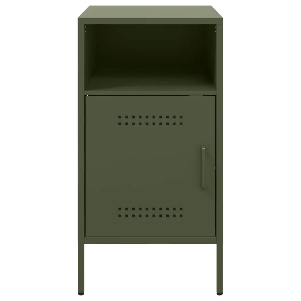 Comodino | Armadio da Notte | Mobiletto da notte Verde Oliva 36x39x68 cm in Acciaio