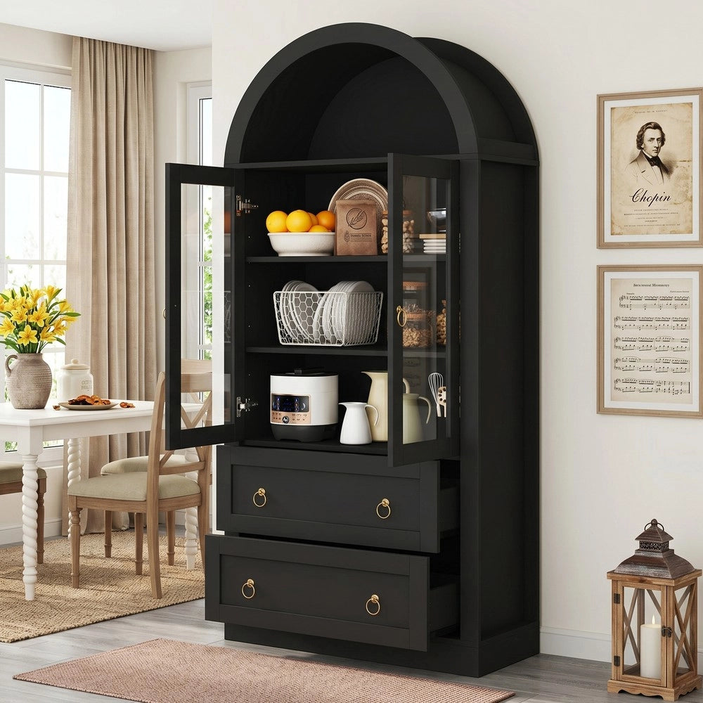Armadio con ante e cassetti ¨C Minimal ¨C nero 80x36x170cm in legno multiuso per casa