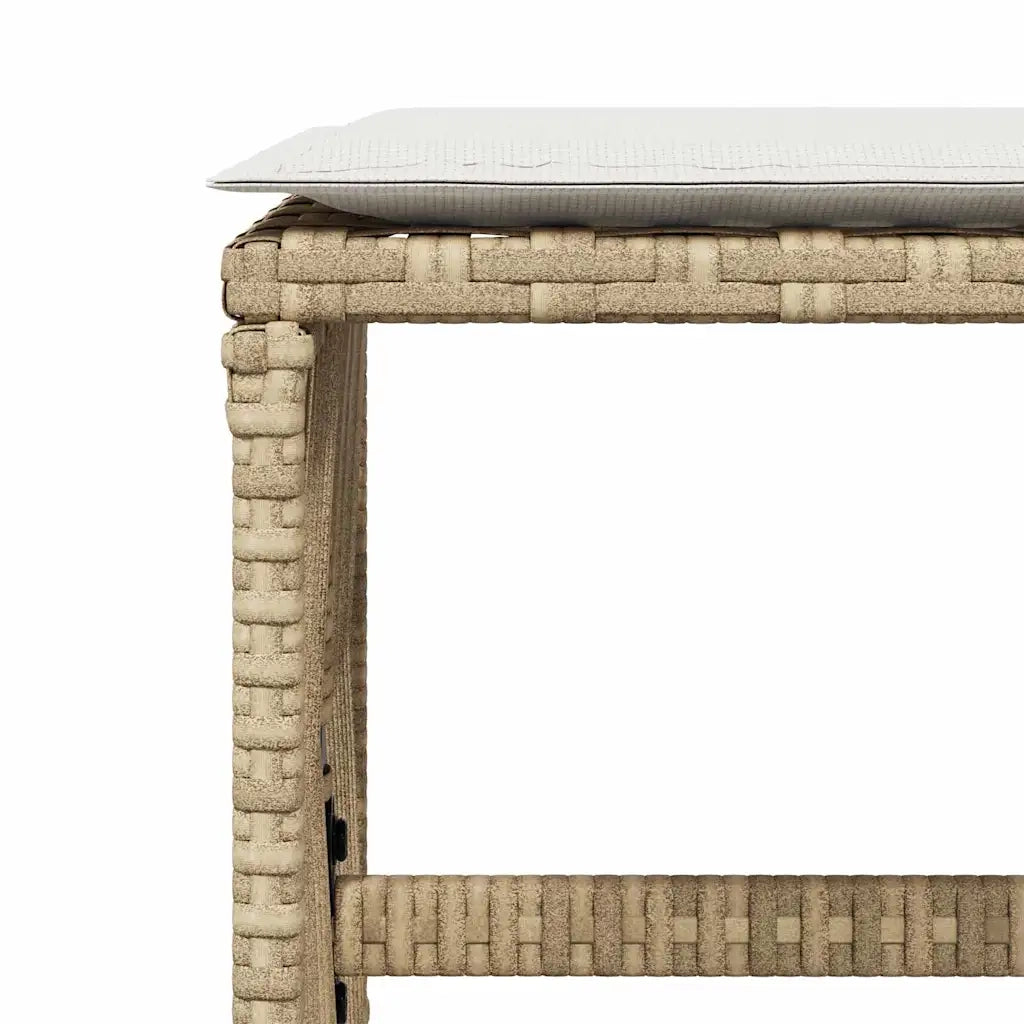 Sgabelli Giardino con Cuscini 4pz Beige 41x41x36cm Polyrattan