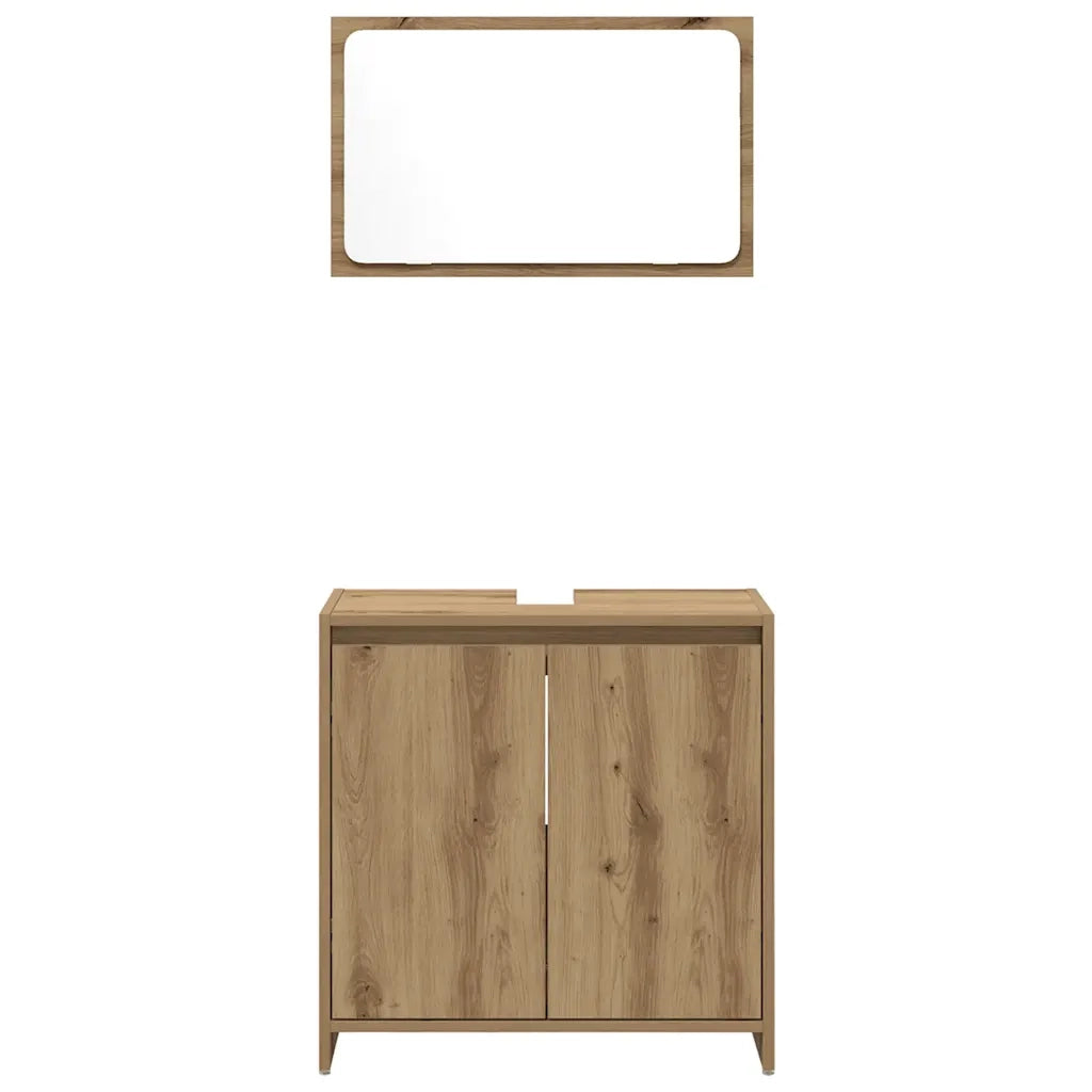 Set Mobili da Bagno | Armadio da bagno 2 pz Rovere Artigianale Legno Multistrato