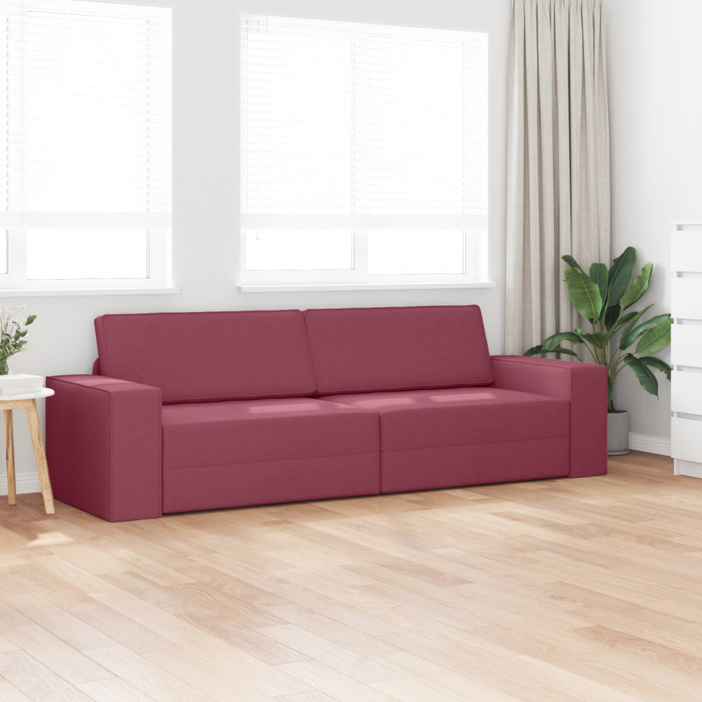 Divano Letto 2 in 1 Rosso Vino 245x150x60.5 cm Tessuto