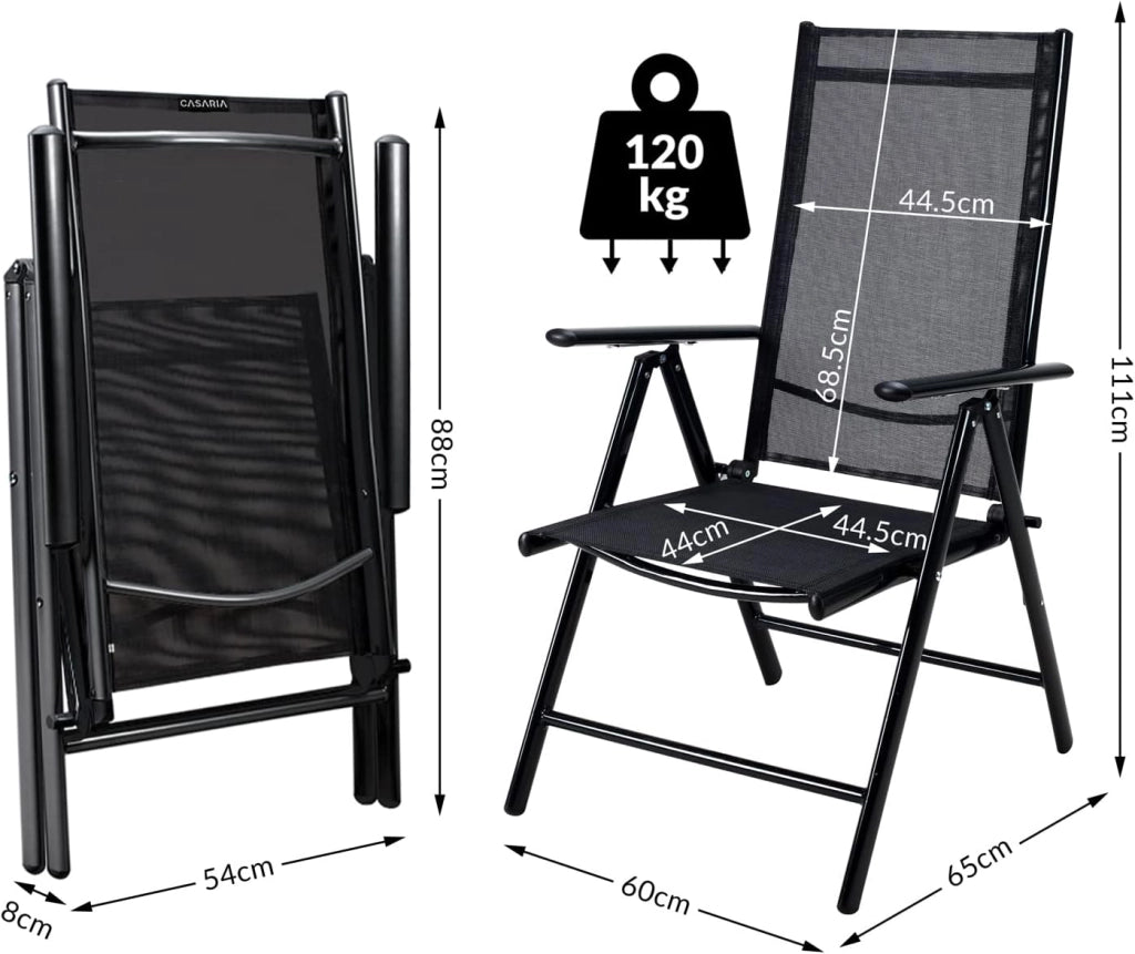 Set Tavolo e Sedie da Giardino Bern 8+1 Alluminio Bern Schienale 8 Posizioni Balcone Patio