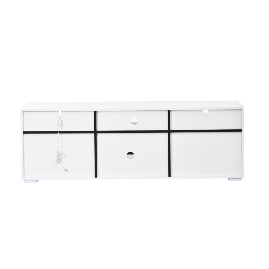 Mobile porta tv 150 cm bianco e nero con luci led; supporta schermi 65 pollici